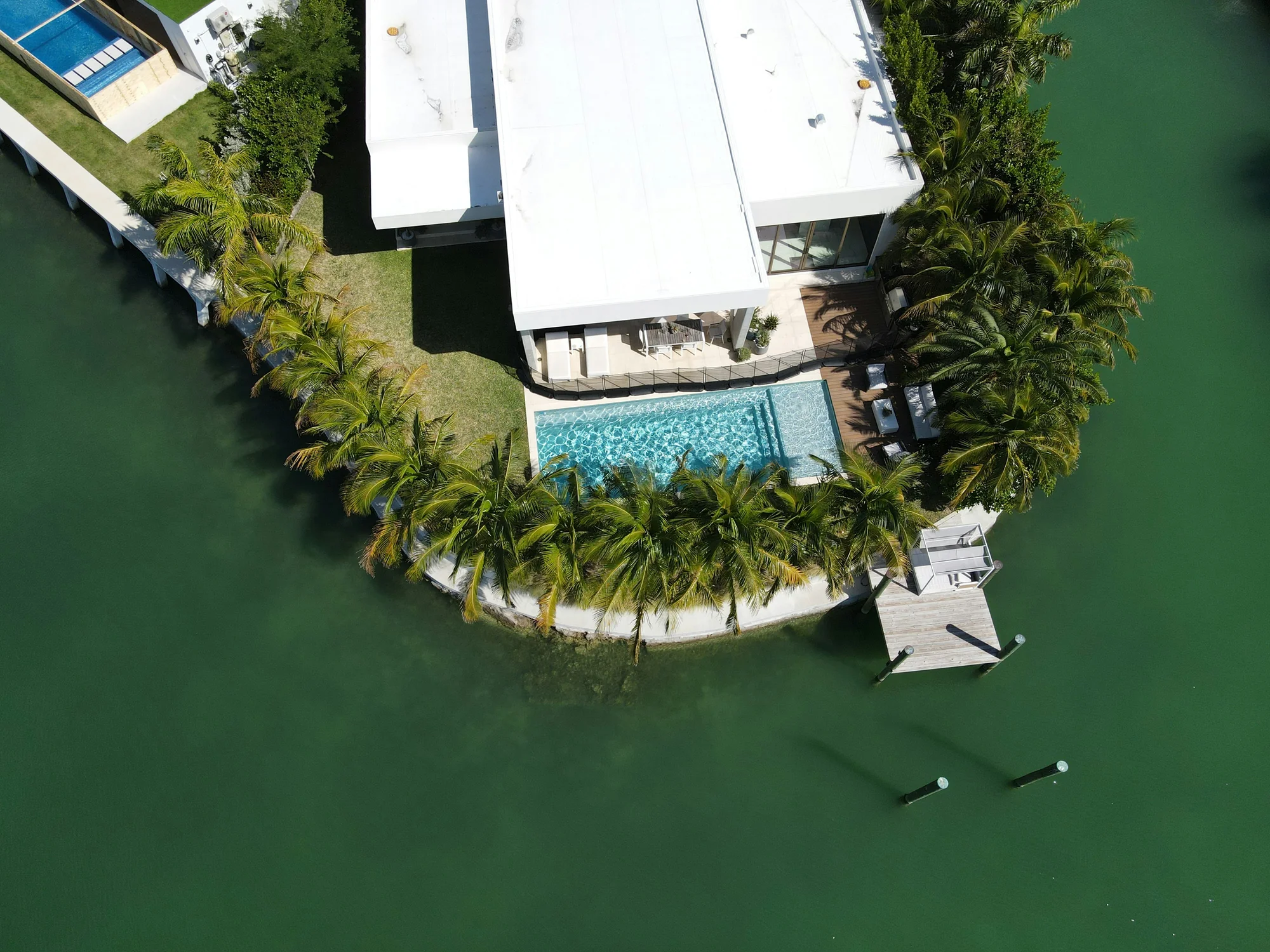 Aerial view of a South Florida waterfront residence